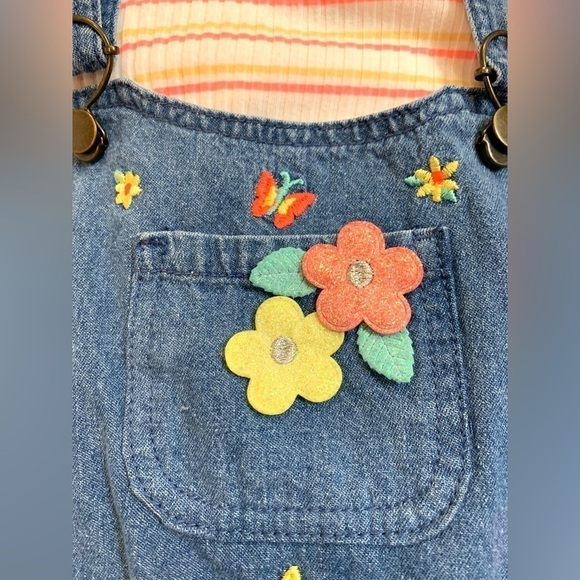 Girls Denim Bib Overalls Short Outfit by Little Lass Size 6X - Picture 3 of 5